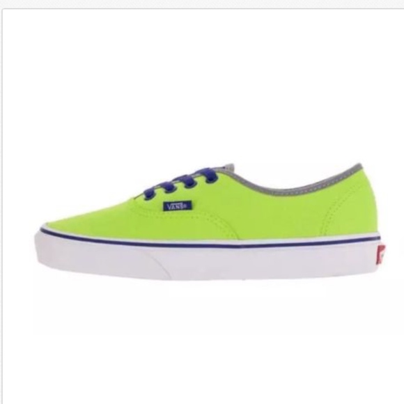 Vans Authentic Brite Neon Green Blue Shoes - Picture 2 of 6
